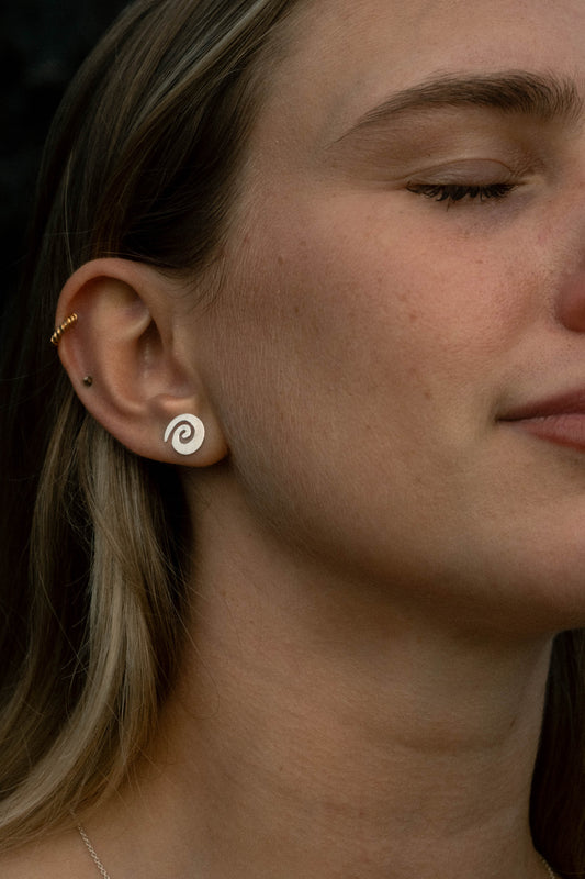 Spiral Stud Earrings - Recycled Sterling Silver