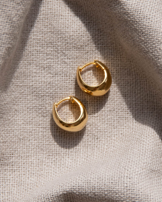 Dome Hoop Earrings - Gold Plated Recycled Sterling Silver