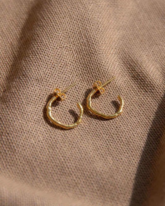 Bark Hoop Earrings Small - Gold Plated Recycled Sterling Silver