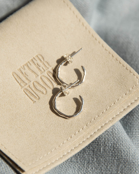 Bark Hoop Earrings Small - Recycled Sterling Silver