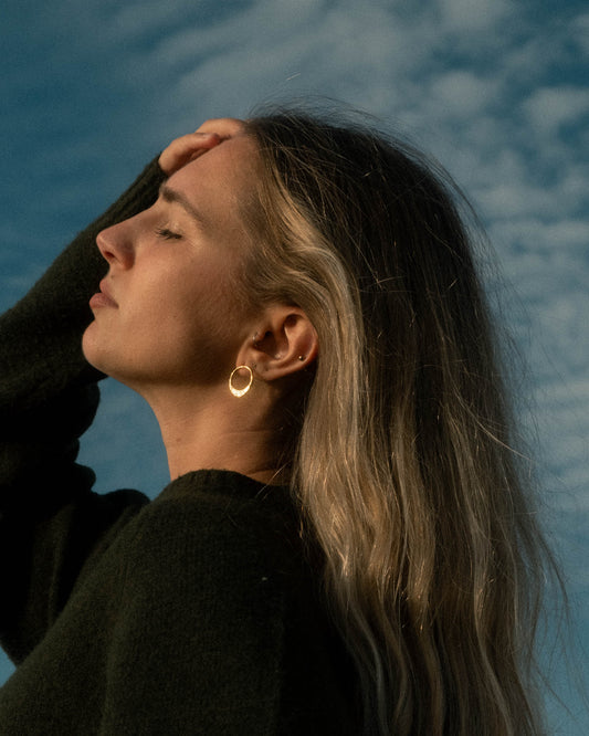 Organic Circle Stud Earrings - Gold Plated Recycled Sterling Silver