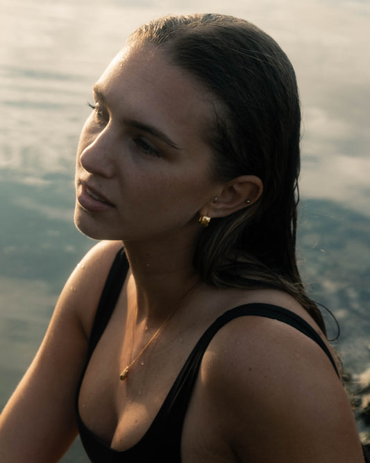 Hammered Square Hoop Earrings - Gold Plated Recycled Sterling Silver