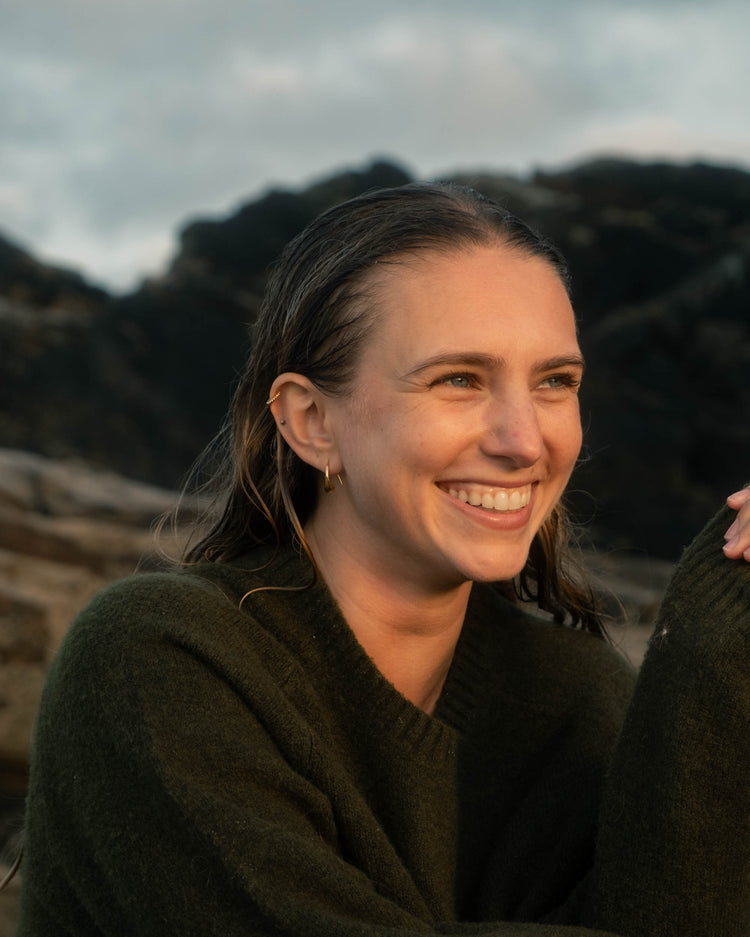 Water Droplet Curved Earrings - Gold Plated Recycled Sterling Silver