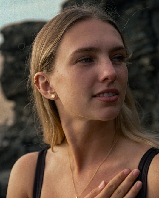 Sun Stud Earrings - Gold Plated Recycled Sterling Silver