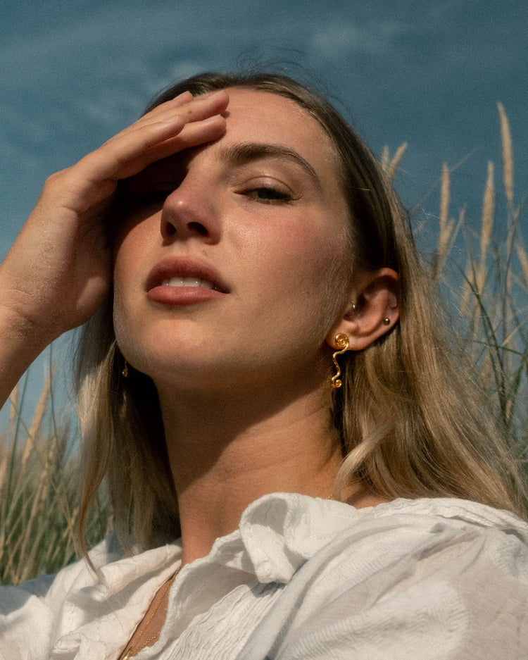 Swirly Stud Earrings - Gold Plated Recycled Sterling Silver