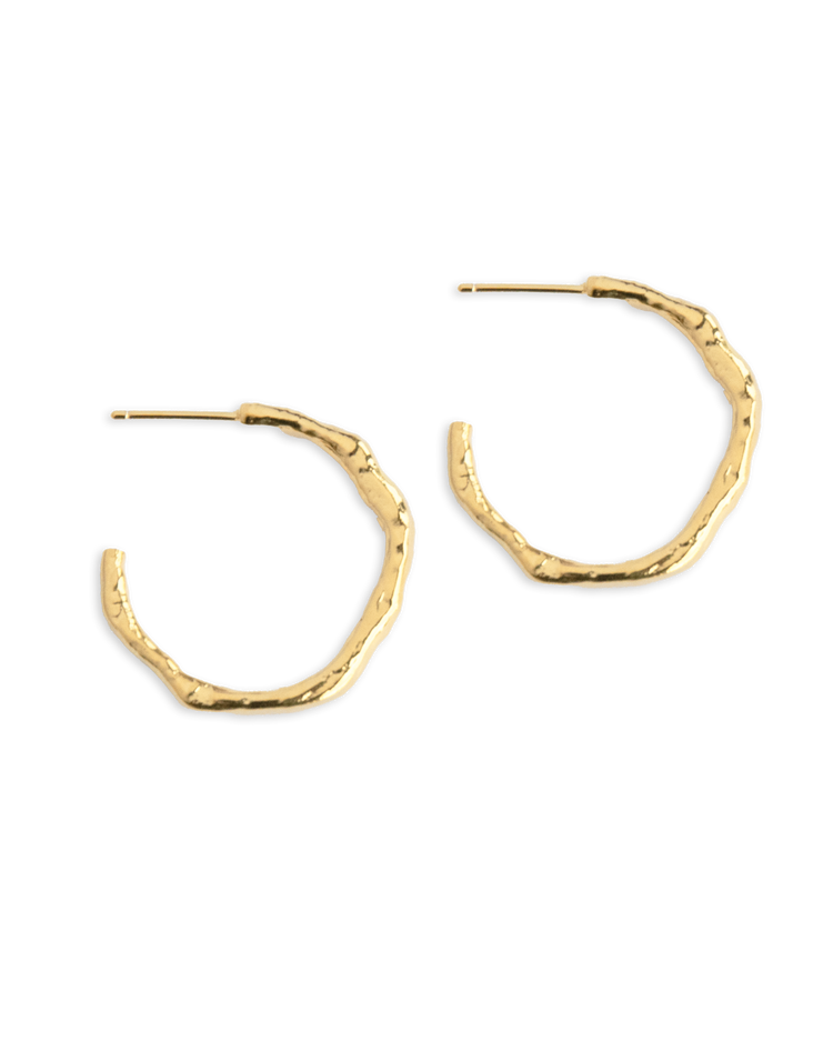 Bark Hoop Earrings Large - Gold Plated Recycled Sterling Silver