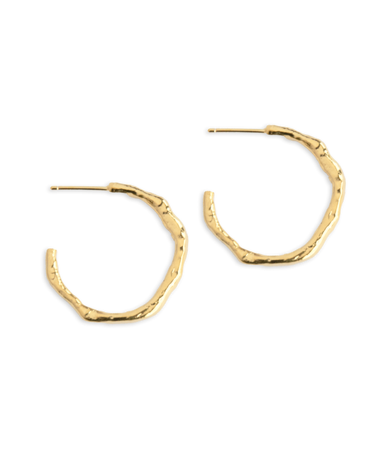 Bark Hoop Earrings Large - Gold Plated Recycled Sterling Silver