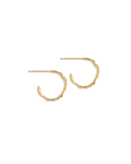 Bark Hoop Earrings Small - Gold Plated Recycled Sterling Silver