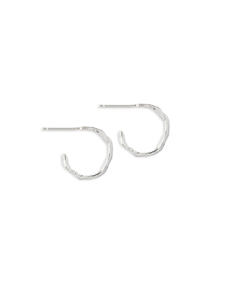 Bark Hoop Earrings Small - Recycled Sterling Silver