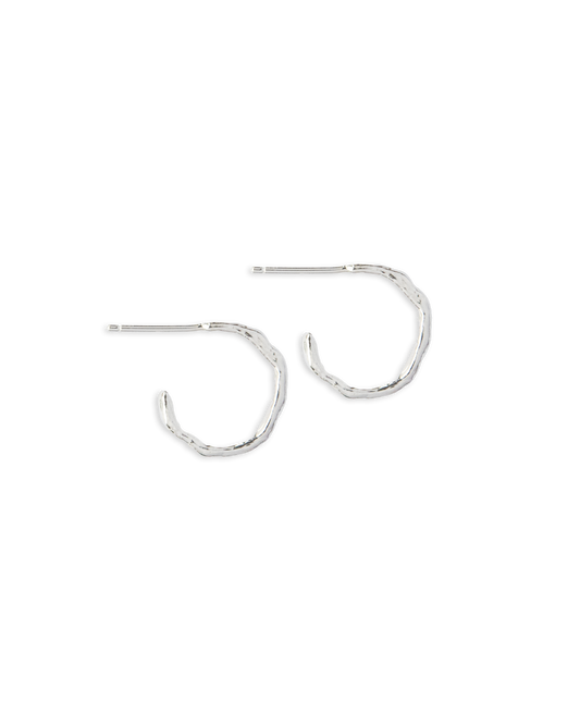 Bark Hoop Earrings Small - Recycled Sterling Silver