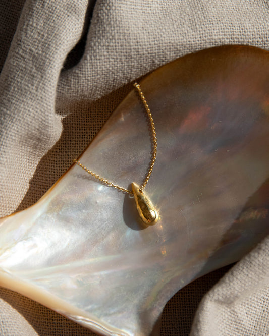 Water Droplet Necklace - Gold Plated Recycled Sterling Silver