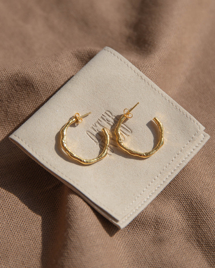 Bark Hoop Earrings Large - Gold Plated Recycled Sterling Silver