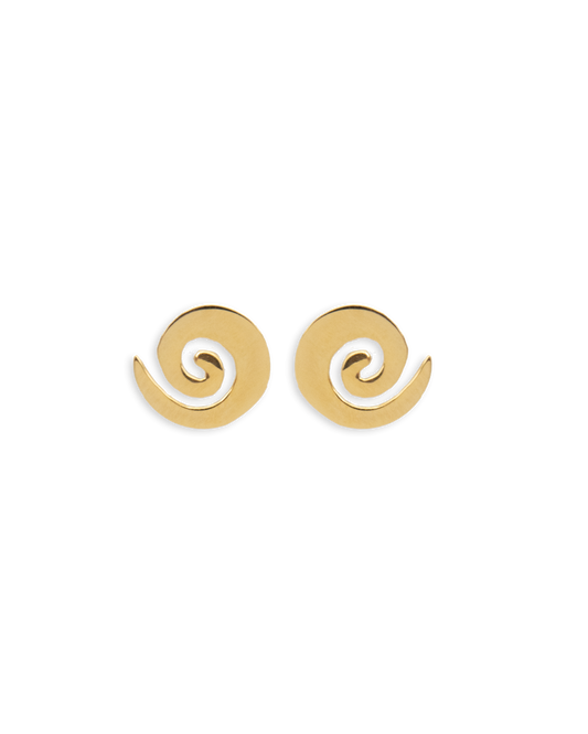 Spiral Stud Earrings - Gold Plated Recycled Sterling Silver