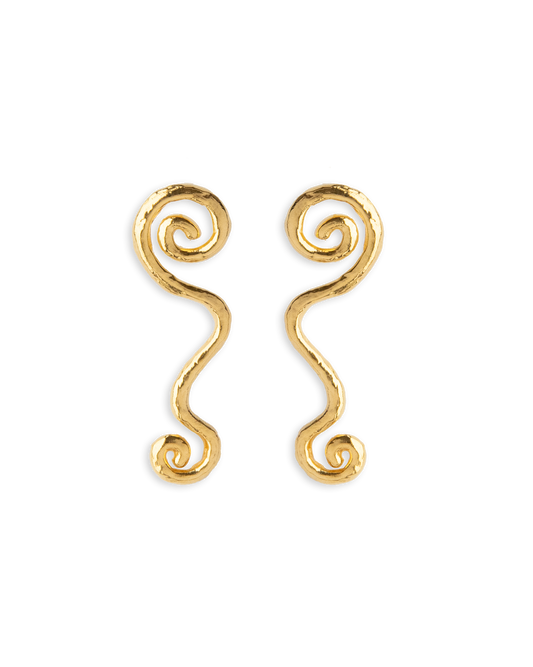 Swirly Stud Earrings - Gold Plated Recycled Sterling Silver