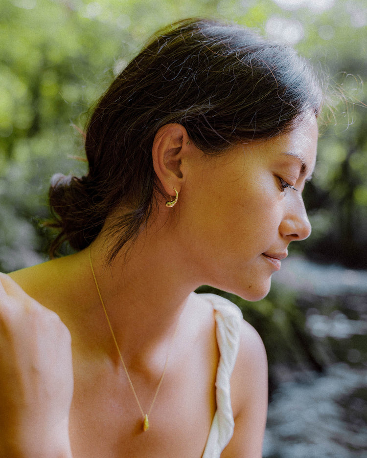 Water Droplet Curved Earrings - Gold Plated Recycled Sterling Silver